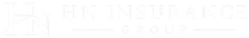 White HN Insurance Group logo on a light grey background, with a large stylized HN on the left and the words HN Insurance Group in elegant uppercase letters to the right.